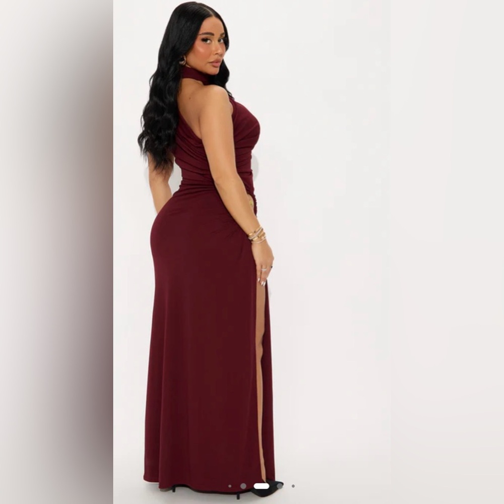 Chic One Shoulder Burgundy Dress